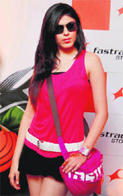 A model displays a new range of Fastrack Sunglasses and Watches during their launch in New Delhi on Friday.