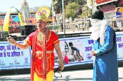 A street play on water conservation being staged in Mussoorie on Friday.