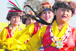 Artistes from North East perform during the Kila Raipur Olympiad on Friday.