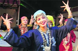 A dance troupe from J&K presents a folk dance at the inauguration of India Travel at Hotel Mount View, Sector 10, in Chandigarh on Saturday.