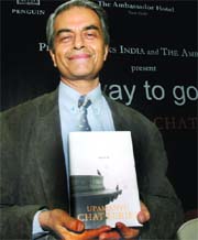 Upamanyu Chatterjee with his book Way to Go in New Delhi on Saturday.