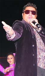 Pop singer Stero performs during the youth festival at Lingyas College at Nacholi village in Faridabad on Saturday.