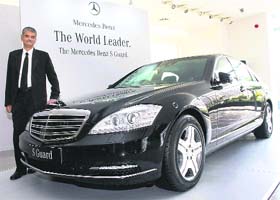 Suhas Kadlaskar, director, Corporate Affairs, Mercedes-Benz India, at the launch of the company's S Guard in Gurgaon