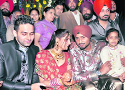 Off-spinner Harbhajan Singh attends the reception party of his sister, Sandeep Kaur, at a resort in Rajpura