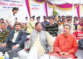 Gathering at the inauguration of the national integration camp organised by the Nehru Yuva Kendra in Dehradun