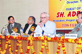 Padma Bhushan Awardee Jamshed J Irani speaks at a function in Haridwar
