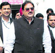 Abhey Singh being produced in the Karkardooma Court in New Delhi on Monday.