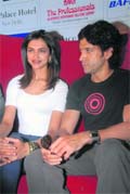 Director Vijay Lalwani and producer Ritesh Sidhwani accompanied Farhan Akhtar and Deepika Padukone