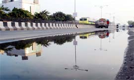 A puddle on the Bathinda-Goniana road