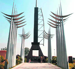 A view of the War Memorial (Balidan Stambh) on the Bahu Fort road in Jammu. 