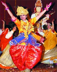 Students of BD Arya Girls College perform during a prize distribution function