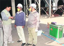 Members of the Central Pollution Control Board inspect the garbage processing plant at Dadu Majra in Chandigarh on Wednesday.