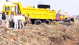 MC officials at the site where the new machines became operational in Ludhiana on Wednesday