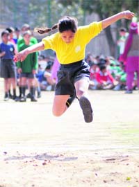 A girl participates in the annual athletics meet of YPS in Mohali