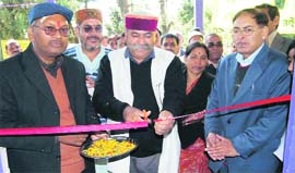 MLA Jot Singh Gunsola cuts a ribbon at a college function in Mussoorie on Thursday.
