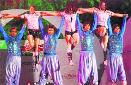 Students of the ITFT perform during the Rose Festival at Leisure Valley, Sector 10, Chandigarh, on Friday.