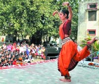 Arushi Mudgal, an Odissi dancer, performs at MKP Girls Inter College in Dehradun on Friday.