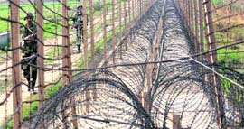 In view of the recent ceasefire violations by Pakistan, the BSF has intensified patrolling along the border fencing as depicted in the picture.