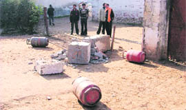 The scene of the crime in Ludhiana on Friday.