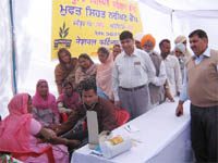 A health camp organised by the NFL in progress at Shergarh village. 