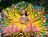 A woman dressed in flowers participates in the annual celebration of Panagbenga, a flower festival, in Baguio city, north of Manila