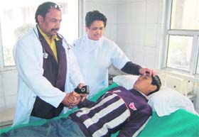 Rajinder gets treatment at the Doon Hospital in Dehradun