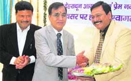 DL Rawal, Chief Managing Director of Dena Bank, at a function in Dehradun on Tuesday.