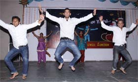 DAV students deliver a bhangra performance on their farewell party in Jalandhar