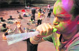 United colours of Holi on the Panjab University campus.