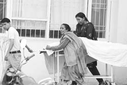 Relatives of the deceased wail at the Civil Hospital, Ambala City, on Wednesday.