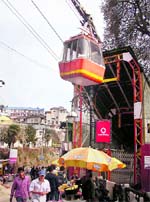 The cable car being repaired in Mussoorie 