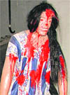 A ghost at the Haunted House frightens visitors in Ludhiana