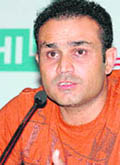 Virendra Sehwag in New Delhi on Wednesday.