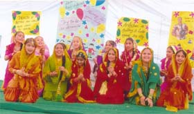 Girls of Darshan Academy during a performance