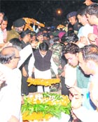 Rohtak MP Deepender Singh Hooda pays floral tributes to Capt Deepak Sharma in Rohtak on Friday