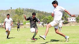 Match in the inter college football tournament in Uttarakhand Technical University in Dehradun on Saturday