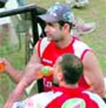 Irfan Pathan and Ravi Bopara during a practice session at the PCA stadium in Mohali on Saturday