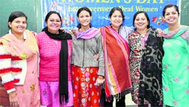 Six employees of the Titan company with hearing and speech disorder at a function to celebrate International Womens Day in Dehradun on Sunday.