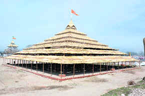 A yagyashala at the mela camp area in Haridwar.
