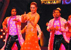 Actor Udita Goswami woos audience with her scintillating performance during the PTC Punjabi Music Awards 2010 in Jalandhar.