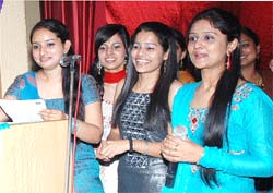 Students of Lyallpur Khalsa College for Women during the farewell function in Jalandhar. 