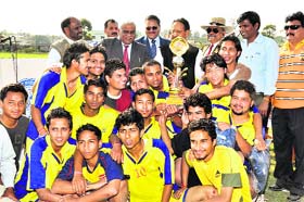 The winners of the UTU Inter-college Football Tournament in Dehradun