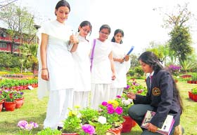 Participants at the flower competition in Dehradun