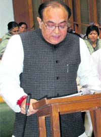 Finance Minister Capt Ajay Singh reads out the Budget proposals in the House