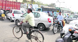 A view of the intersection at Durgi Dhandra road in Ludhiana