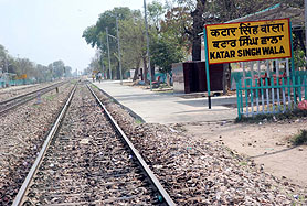 A view of the Katar Singh Wala railway station where platform has been constructed parallel to the railway track resulting in inconvenience for passengers.