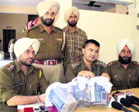 The police with recovered mobile phones at Rajpura