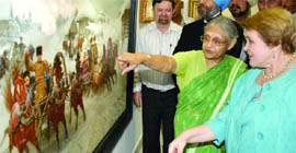 Delhi Chief Minister Sheila Dikshit at the opening of an exhibition "Russian Winter" at the Russian Centre for Science and Culture in New Delhi on Friday.