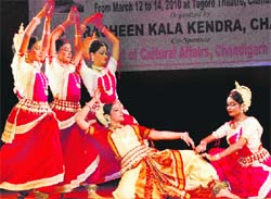 Artistes perform at the Tagore Theatre in Chandigarh on Saturday. 