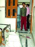 A view of the house where a fridge exploded in New Delhi on Saturday.